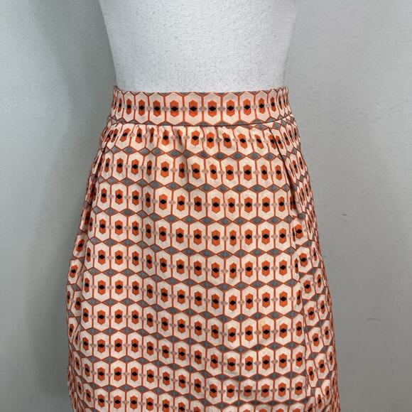 J. Crew Skirt size 4 Orange Black Brocade Above Knee A Line Pockets Cocktail - Picture 2 of 7